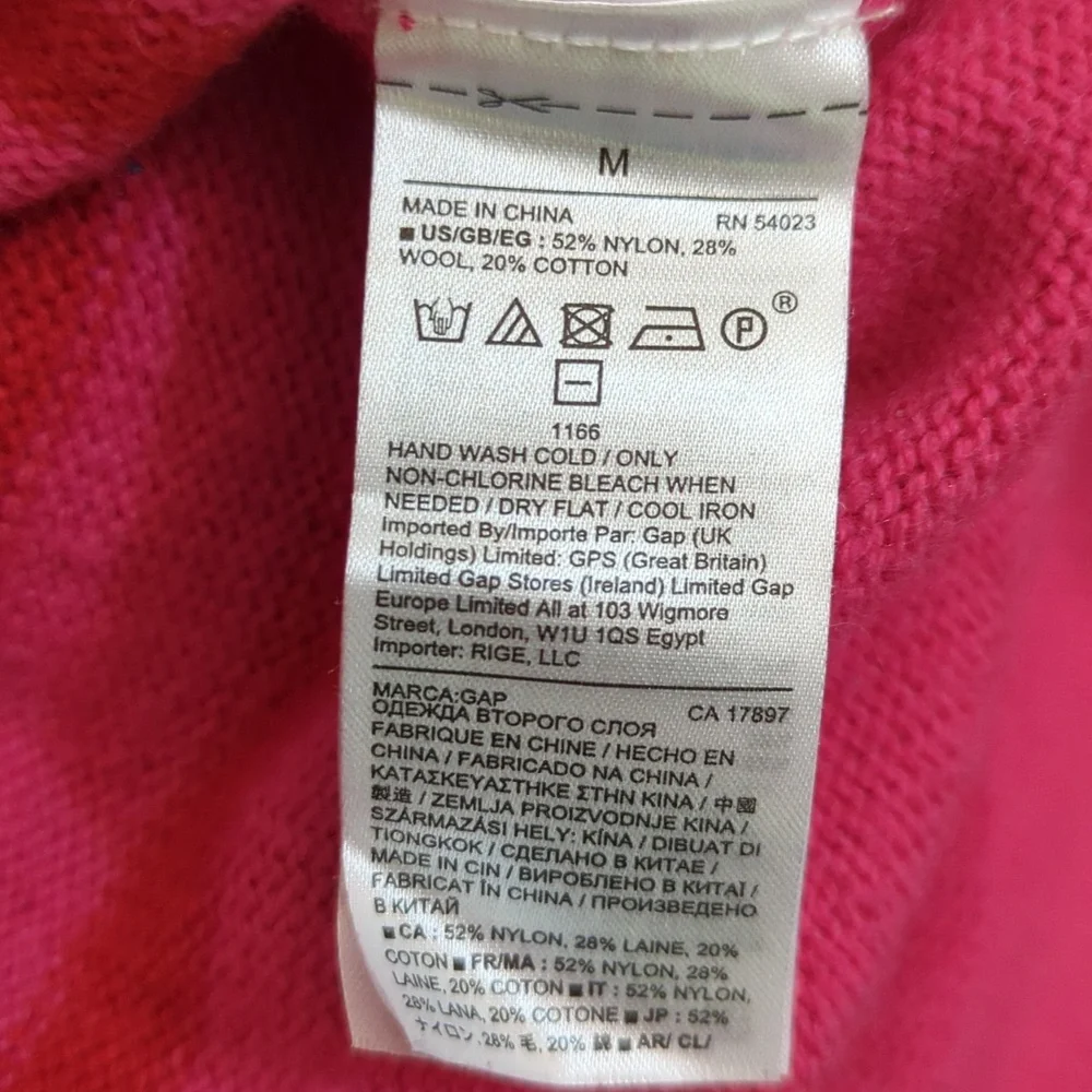 GAP Pink Stripe Crewneck Pullover Tunic Wool Sweater Size Medium - Picture 11 of 11
